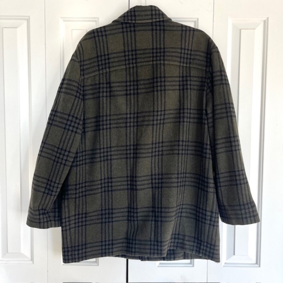 Vintage Hermes Mens Green Plaid Overcoat Size 54 - Picture 3 of 7